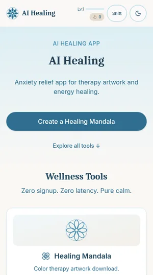 Mobile screenshot of AI Healing