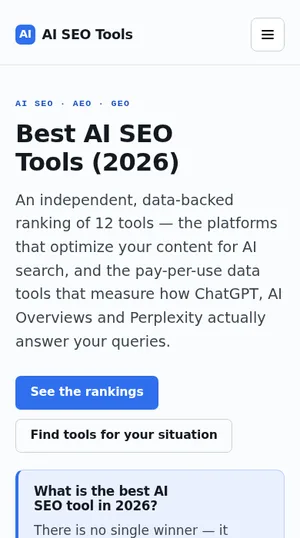 Mobile screenshot of AI SEO Tools