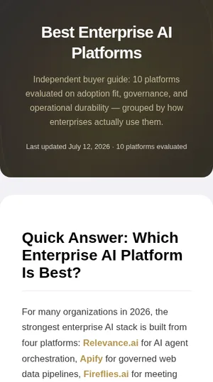 Mobile screenshot of Enterprise AI